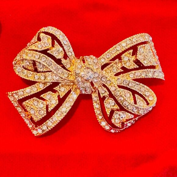 Vintage Kenneth Jay Lane Rose Gold Pink Rhinestone Brooch Pin - Picture 6 of 7